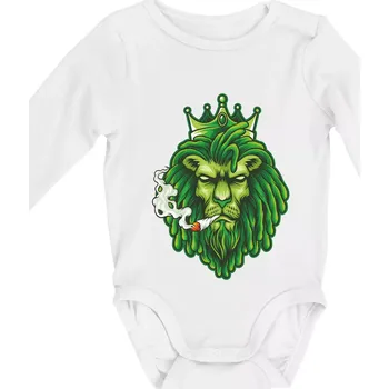 Zhulený lev zelený - Body kojenecké s dlouhým rukávem - Dlouhý r. do 3 měs ( Bílá )
