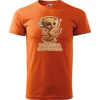 Pánské tričko Sablio Tričko s potiskem Ballerina cappuccina - Italian Brainrot - oranžové 4XL