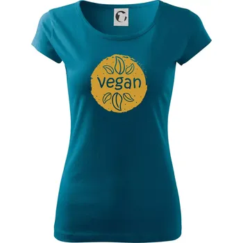 Dámské tričko Vegan hnědá kruh - Dámské triko Pure - XS ( Petrolejová )