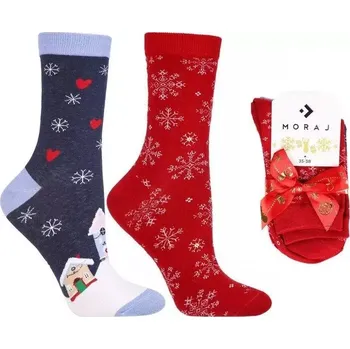 Dámská móda Dámské vánoční ponožky CSLS300-045 - 2 páry - 35-38 / modrá/červená