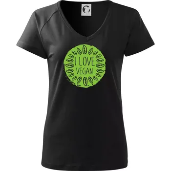 Dámské tričko I love vegan v kruhu - Tričko dámské Dream - XL ( Černá )