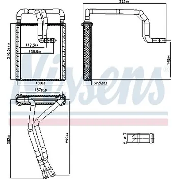 Výměník tepla Výměník tepla, vnitřní vytápění NISSENS 707326
