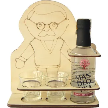 Dárkový potravinový koš Mácova dílna Dárková sada pro dědečka s mandlovkou 0,2l, set se skleničky Příchuť mandlovky: Originální mandlovka