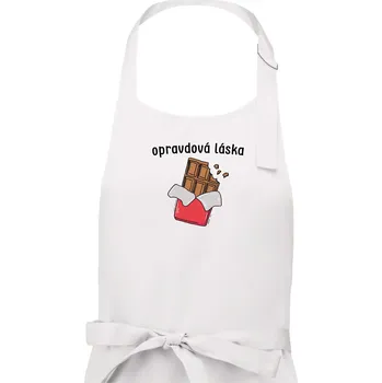 Kuchyňská zástěra Čokoláda opravdová láska - Dámská zástěra na vaření - Univerzální velikost ( Bílá )
