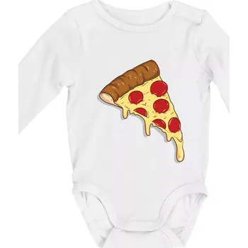 Pizza pro gurmány - Body kojenecké s dlouhým rukávem - Dlouhý r. 3-6 měs ( Bílá )
