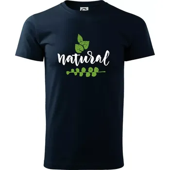 Pánské tričko Natural - nápis v listech - Triko extra velké (5-8XL) - 6XL ( Námořní modrá (velmi tmavá - téměř černá) )