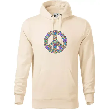 Pánská mikina Peace symbol mandela - Mikina pánská Cape s kapucí - 4XL ( Mandlová )