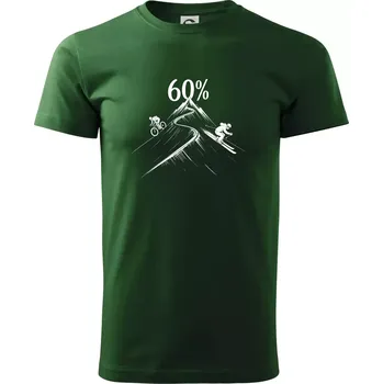 Pánské tričko Narozeniny cyklista a lyžař 60 - Triko extra velké (5-8XL) - 5XL ( Lahvově zelená )