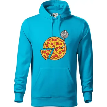 Pánská mikina Pizza DJ - Mikina pánská Cape s kapucí - 5XL ( Světlý tyrkys )
