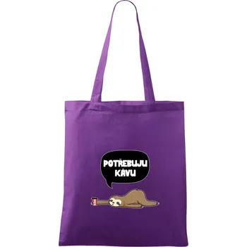 Potřebuju kávu lenochod - Taška bavlněná - 42 x 38 cm ( Fialová )