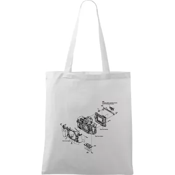 Nákupní taška Nákres Digitální fotoaparát - Taška bavlněná - 42 x 38 cm ( Bílá )