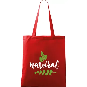 Nákupní taška Natural - nápis v listech - Taška bavlněná - 42 x 38 cm ( Červená )