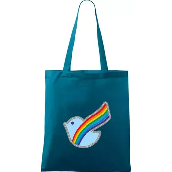 Duhová holubice - Taška bavlněná - 42 x 38 cm ( Petrolejová )
