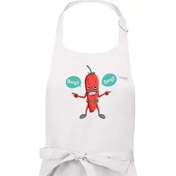 Kuchyňská zástěra Chilli bang bang - Dámská zástěra na vaření - Univerzální velikost ( Bílá )