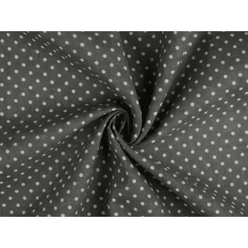 Bavlněná metráž / imitace lnu hrubší, puntík Varianta: 4 šedá tmavá, Balení: 1 m