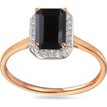 Prsten Prsten z růžového zlata s černým achátem a diamanty Skye IZBR895R + dárkové balení LUXUS zdarma