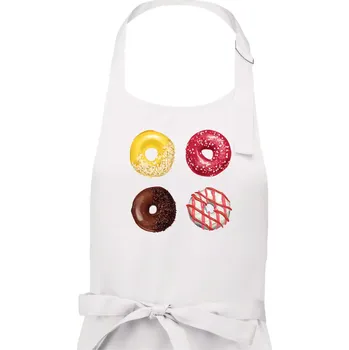 Kuchyňská zástěra 4 donuty - Dámská zástěra na vaření - Univerzální velikost ( Bílá )