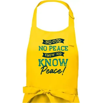 Kuchyňská zástěra No God no peace, know god know peace - Pánská zástěra na vaření - Univerzální velikost ( Žlutá )