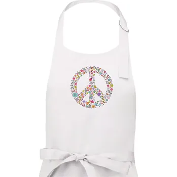 Kuchyňská zástěra Peace symbol lístečky - Dámská zástěra na vaření - Univerzální velikost ( Bílá )