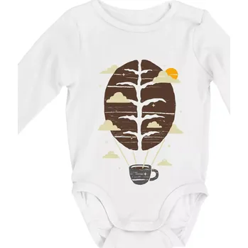Kojenecký body Balón s kávou - Body kojenecké s dlouhým rukávem - Dlouhý r. do 3 měs ( Bílá )