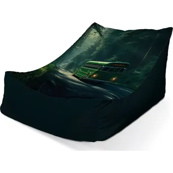 Sedací pytel Sablio Sedací vak Lounge Zelený autobus v lese - 80 x 95 x 50 cm