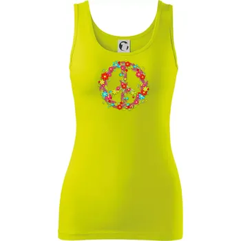 Dámské tričko Peace symbol červené květiny - Dámské tílko - L ( Limetková )