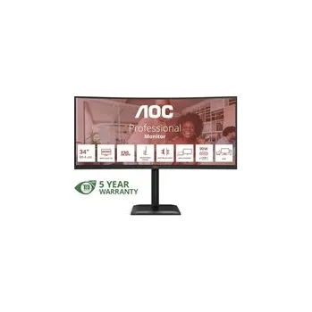 Monitor AOC MT 34" CU34E4CV - 3440x1440,VA,120Hz,HDR10,2xHDMI,DP,USBhub,USB-C,RJ45,repro,Zakřivený