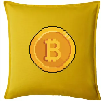 Polštář Bitcoin mince - Polštář 50x50 - 50x50 - Pouze potah ( Žlutá )