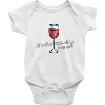 Kojenecký body Zvedání skleničky je můj sport - Body kojenecké s krátkým rukávem - Krátký r. 6-12 mes ( Bílá )