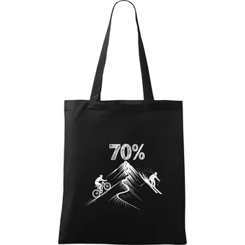 Narozeniny cyklista a lyžař 70 - Taška bavlněná - 42 x 38 cm ( Černá )