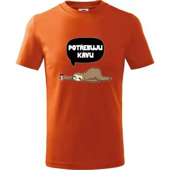 Potřebuju kávu lenochod - Tričko dětské bavlněné - 146 cm/10 let ( Oranžová )