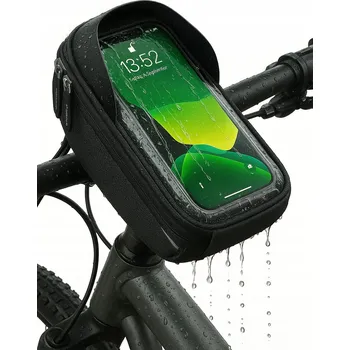 brašna na kolo Voděodolná brašna na řídítka s držákem na telefon, černá, 0.65L
