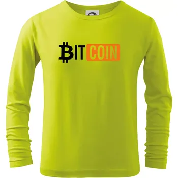 Dětská móda Bitcoin nápis - Triko dětské Long Sleeve - 146 cm/10 let ( Limetková )