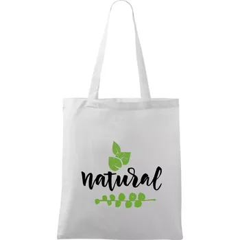 Nákupní taška Natural - nápis v listech - Taška bavlněná - 42 x 38 cm ( Bílá )