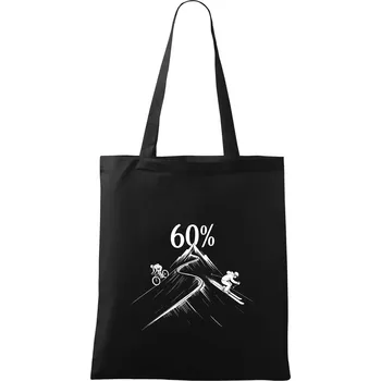 Nákupní taška Narozeniny cyklista a lyžař 60 - Taška bavlněná - 42 x 38 cm ( Černá )