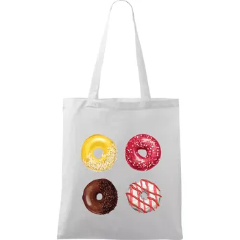 Nákupní taška 4 donuty - Taška bavlněná - 42 x 38 cm ( Bílá )