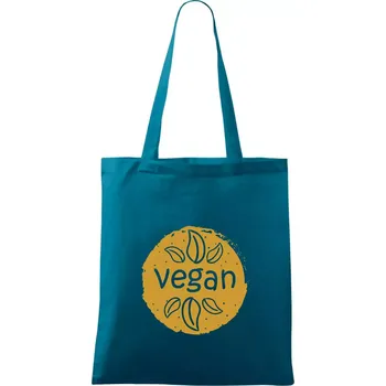 Vegan hnědá kruh - Taška bavlněná - 42 x 38 cm ( Petrolejová )