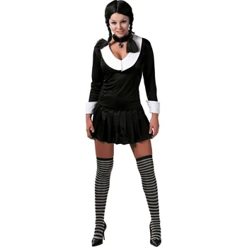 Karnevalový kostým Dámské školní šaty Wednesday Addams - S