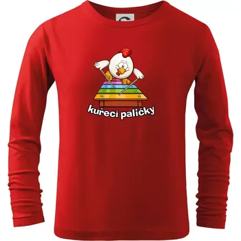 Chlapecké tričko Kuřecí paličky - Triko dětské Long Sleeve - 122 cm/6 let ( Červená )