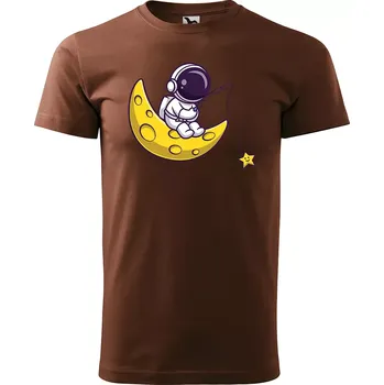 Pánské tričko Sablio Tričko s potiskem Baby astronaut - hnědé S