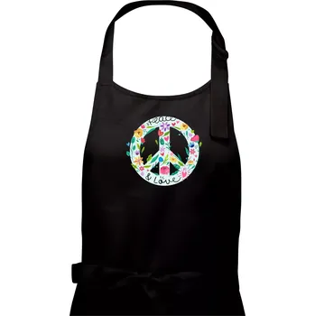 Kuchyňská zástěra Peace and love symbol - Pánská zástěra na vaření - Univerzální velikost ( Černá )