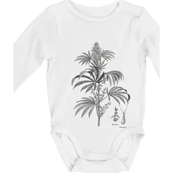 Konopí kytka černobílá - Body kojenecké s dlouhým rukávem - Dlouhý r. do 3 měs ( Bílá )