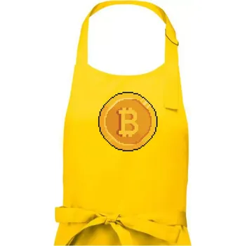 Kuchyňská zástěra Bitcoin mince - Pánská zástěra na vaření - Univerzální velikost ( Žlutá )