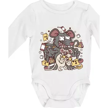 Myší restaurant - Body kojenecké s dlouhým rukávem - Dlouhý r. 3-6 měs ( Bílá )