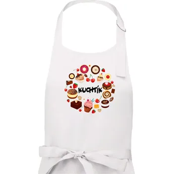 Kuchyňská zástěra Kuchtík - dortíčky - Pánská zástěra na vaření - Univerzální velikost ( Bílá )