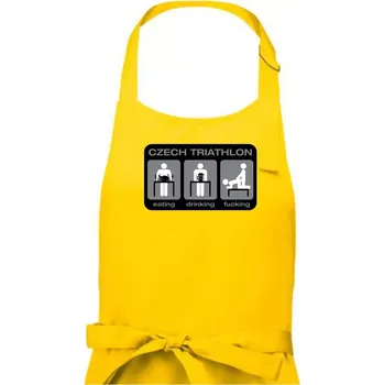 Kuchyňská zástěra Czech triathlon (Hana-creative) - Dámská zástěra na vaření - Univerzální velikost ( Žlutá )