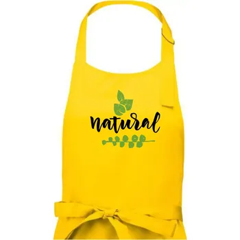 Kuchyňská zástěra Natural - nápis v listech - Dámská zástěra na vaření - Univerzální velikost ( Žlutá )