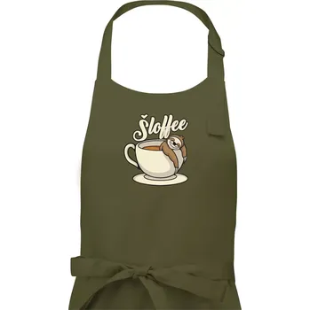 Kuchyňská zástěra Šloffee - káva - Pánská zástěra na vaření - Univerzální velikost ( Khaki )