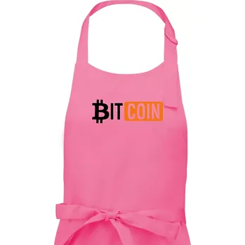 Kuchyňská zástěra Bitcoin nápis - Pánská zástěra na vaření - Univerzální velikost ( Růžová )
