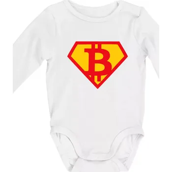 SuperBitcoin - Body kojenecké s dlouhým rukávem - Dlouhý r. 3-6 měs ( Bílá )